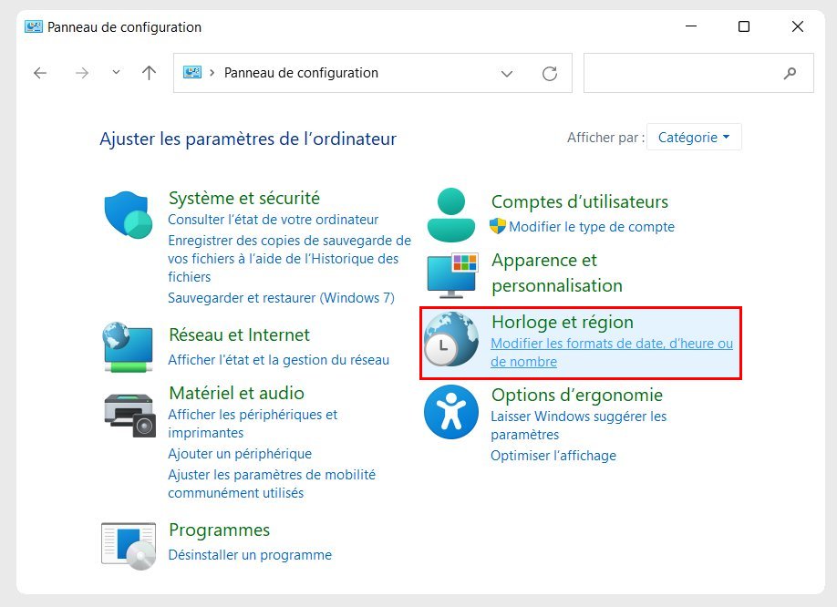 Modifier les formats de date, d'heure ou de nombre Windows 10